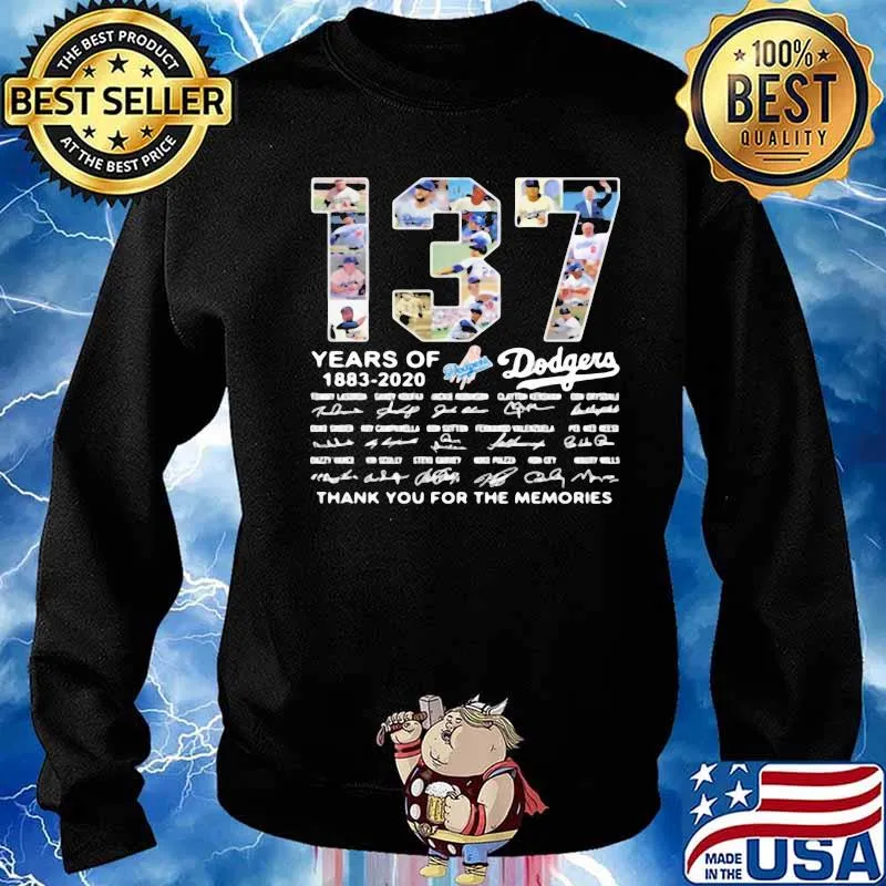 137 Years Of Los Angeles Dodgers 1883-2020 Thank You For The Memories Signatures Sweater