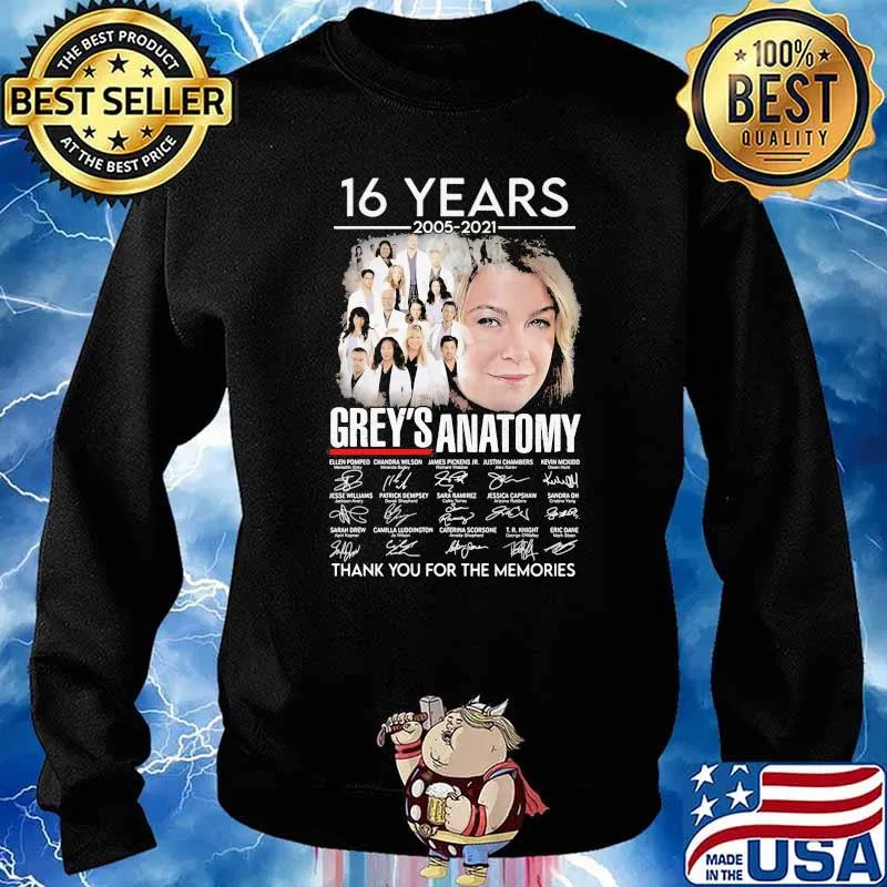 16 Years 2005 2021 Grey’s Anatomy Thank You For The Memories Signature Shirt Sweater