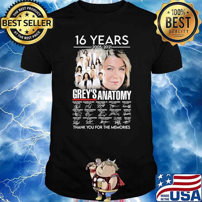 16 Years 2005 2021 Grey’s Anatomy Thank You For The Memories Signature Shirt