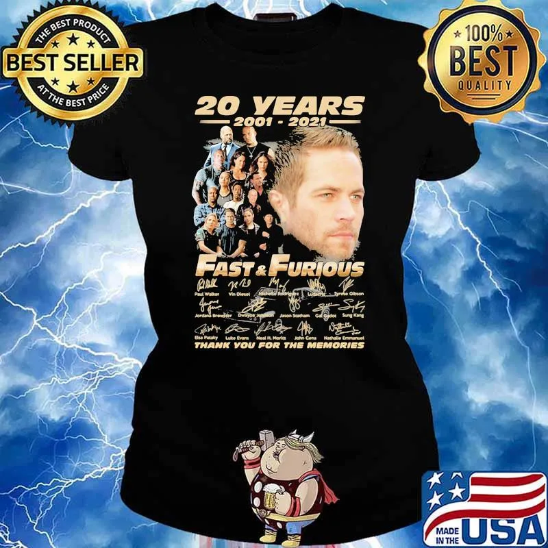 20 Years 2001 2021 Fast & Furious Thank You For The Memories Signature Shirt Ladies tee
