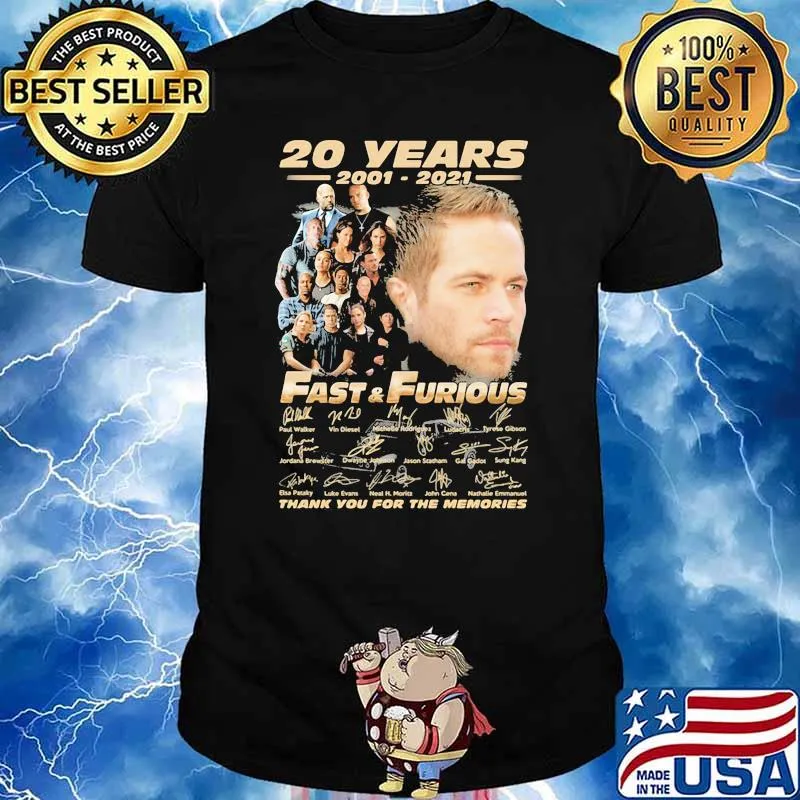 20 Years 2001 2021 Fast & Furious Thank You For The Memories Signature Shirt