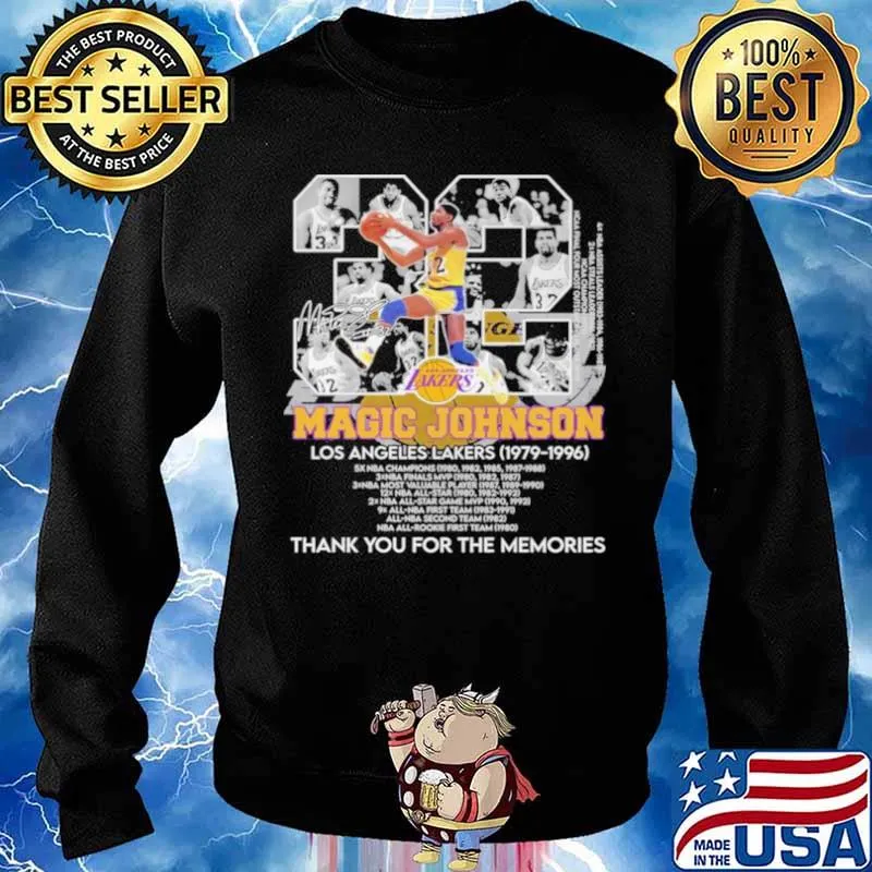 23 Magic Johnson Los Angeles Lakers1979 1996 Thank You For The Memories Signature Shirt Sweater