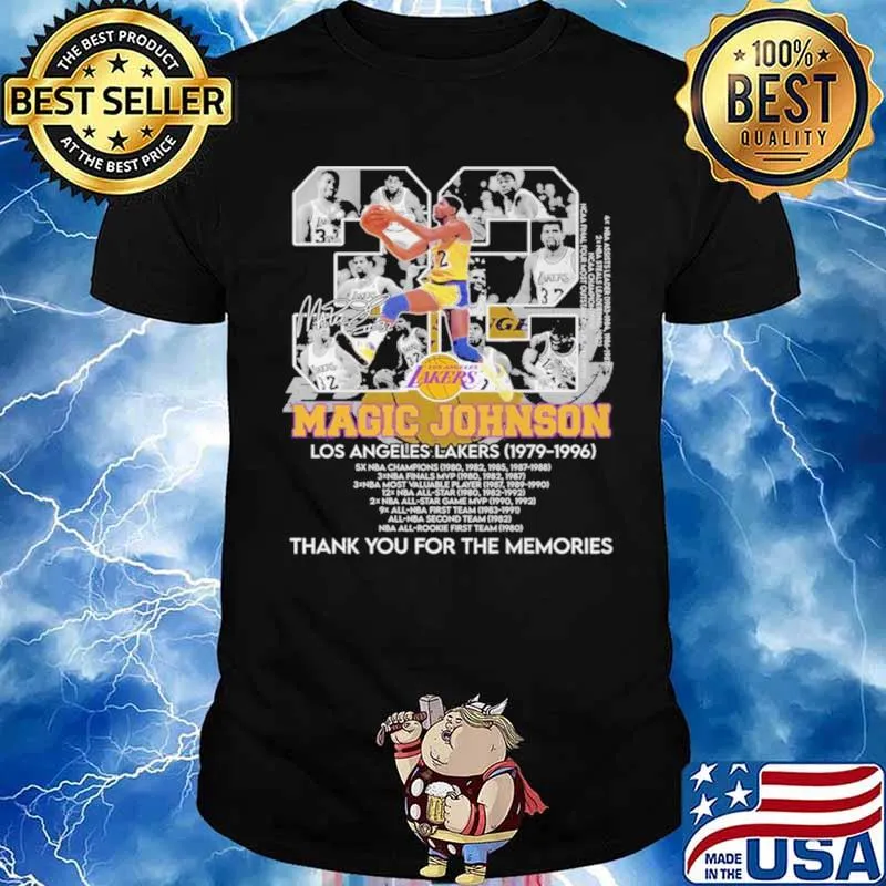 23 Magic Johnson Los Angeles Lakers1979 1996 Thank You For The Memories Signature Shirt