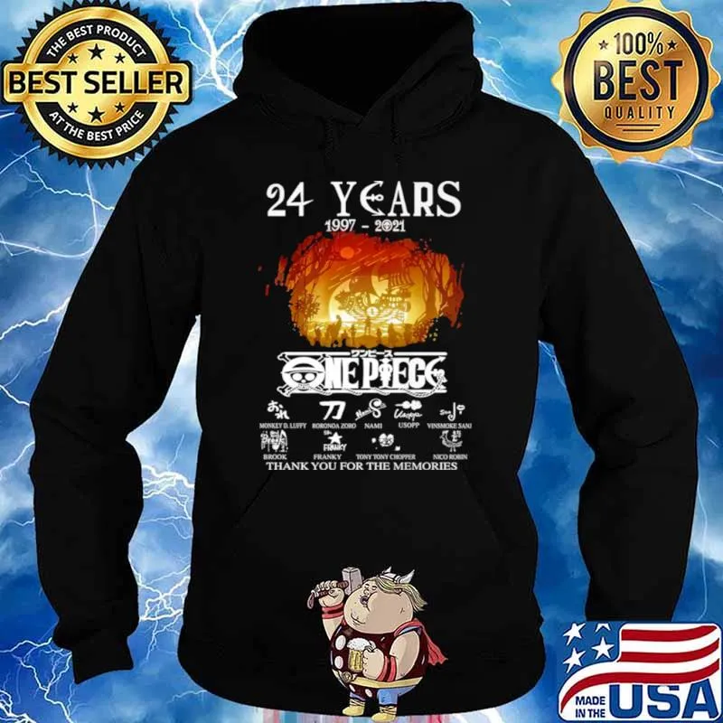 24 Years 1997 2021 One Piece Signatures Thank You For The Memories Shirt Hoodie