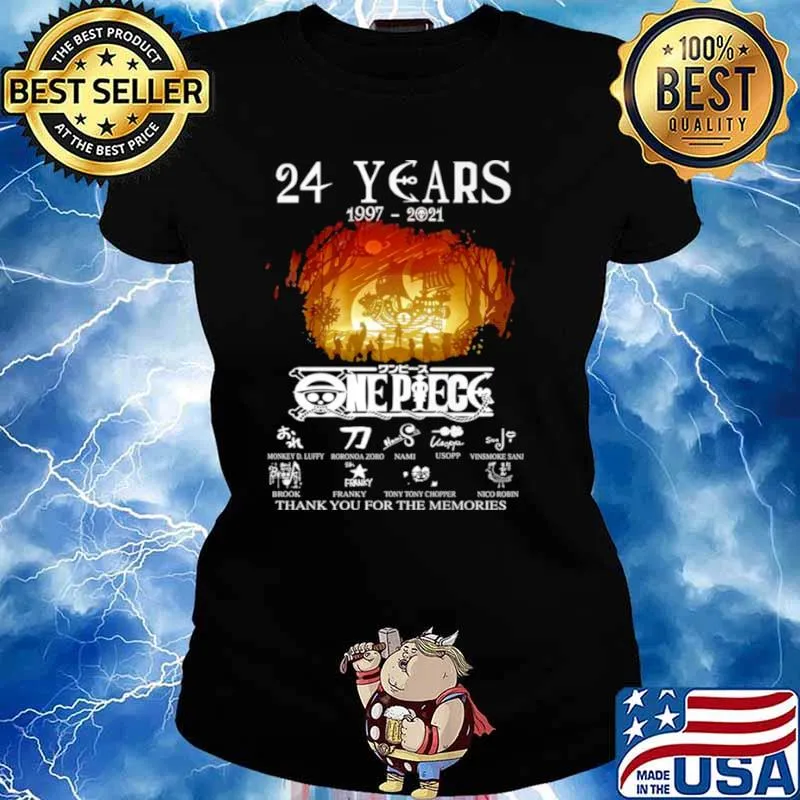 24 Years 1997 2021 One Piece Signatures Thank You For The Memories Shirt Ladies tee