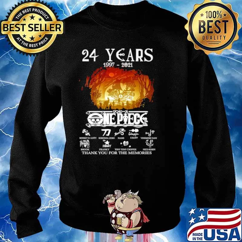 24 Years 1997 2021 One Piece Signatures Thank You For The Memories Shirt Sweater