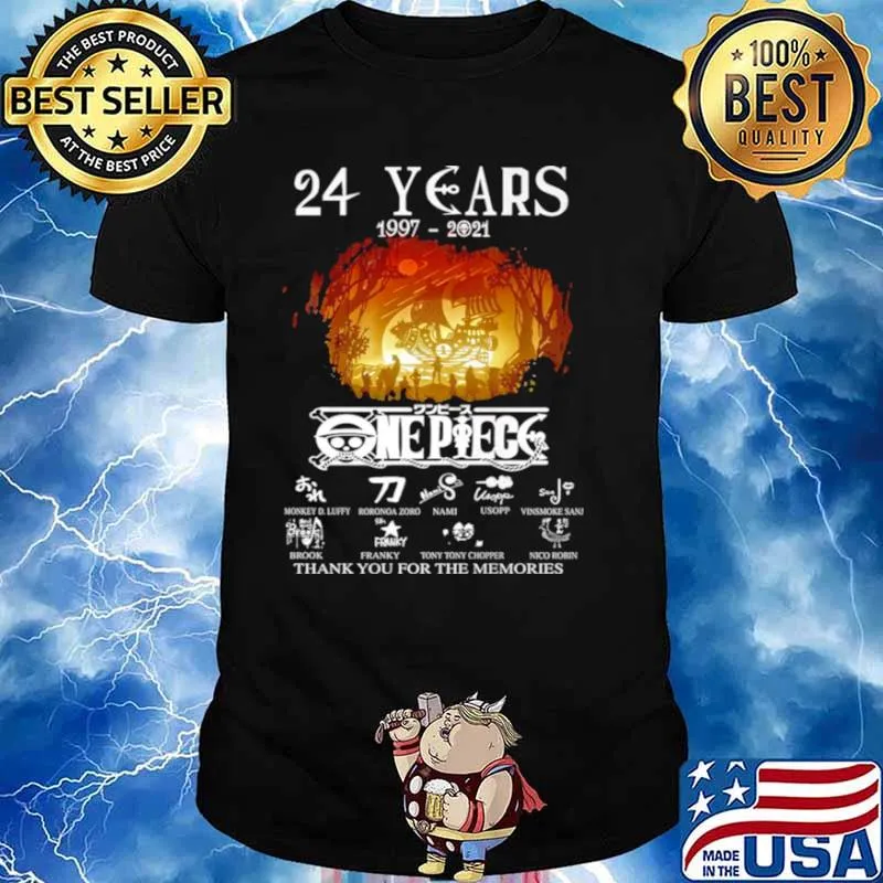 24 Years 1997 2021 One Piece Signatures Thank You For The Memories Shirt