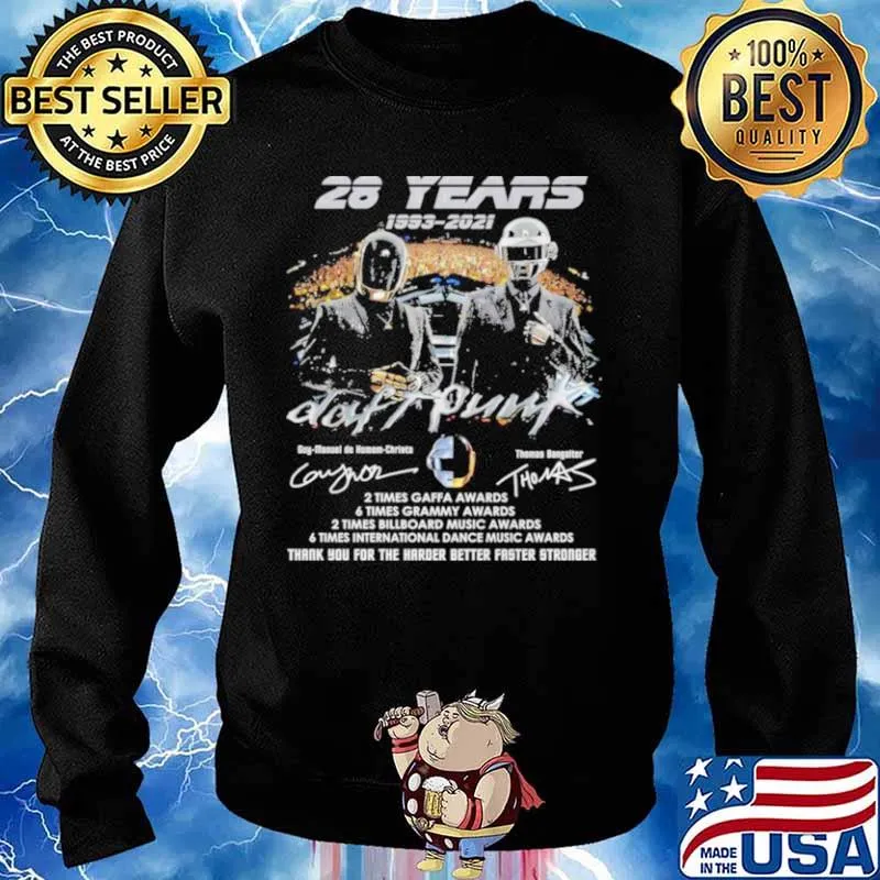 28 Years 1993 2021 Daft Punk Signatures Thank You For The Harder Better Faster Stronger Shirt Sweater
