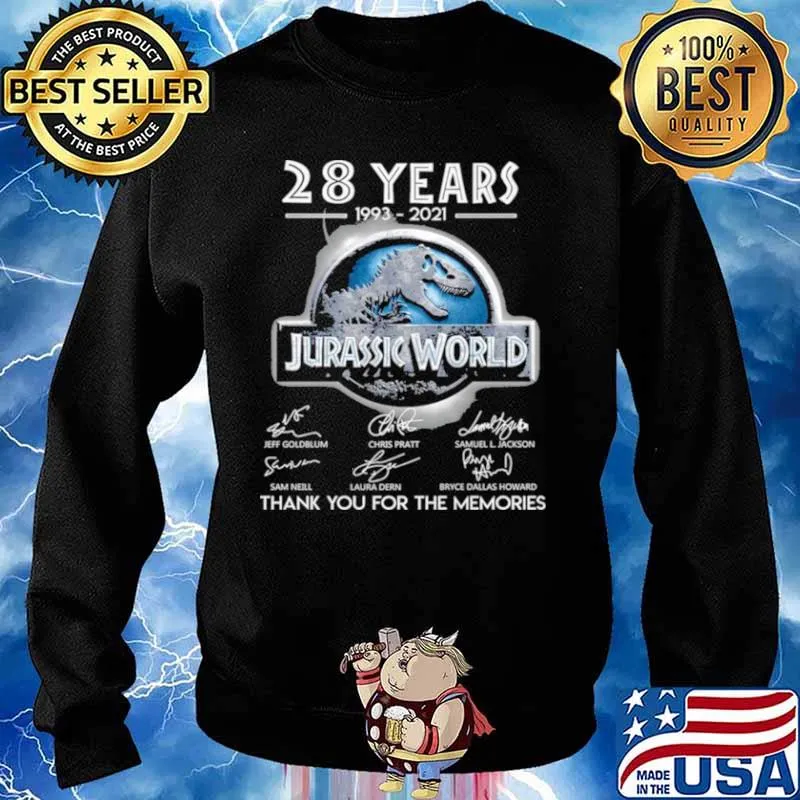 28 Years 1993 2021 Jurassic World Signatures Thank You For The Memories Shirt Sweater