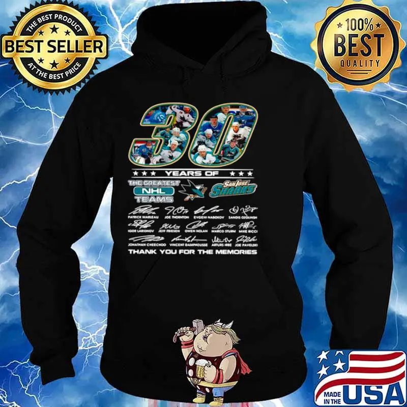 30 years of San Jose Sharks the greatest NHL teams thank you for the memories signatures Hoodie