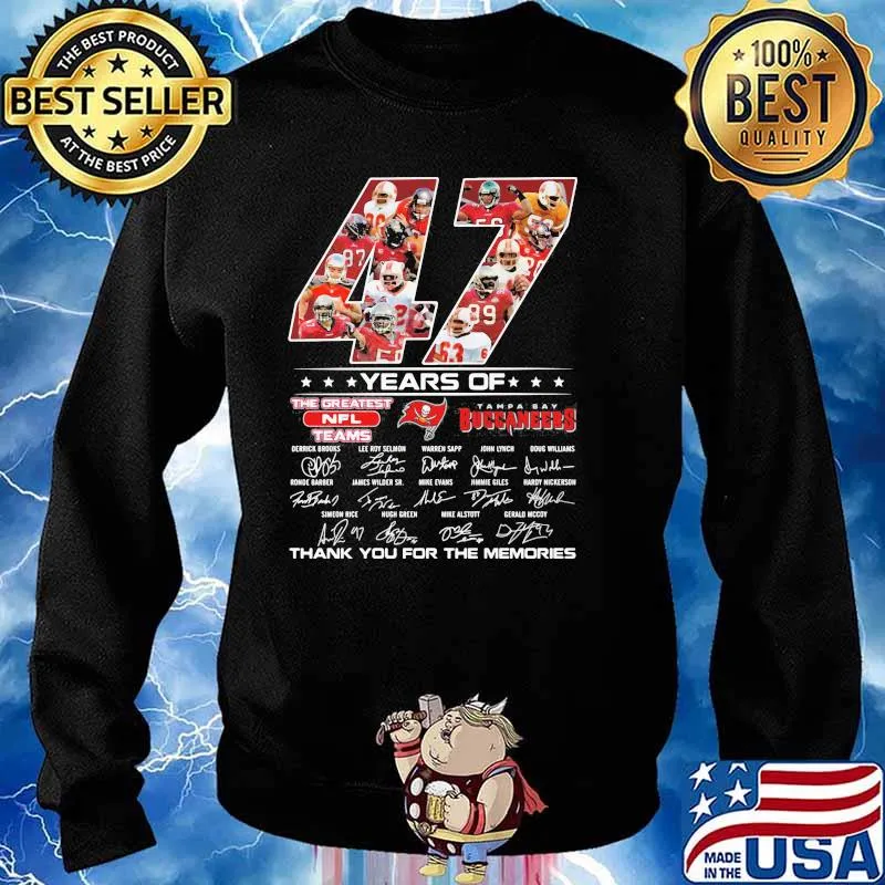 47 Years Of Tampa Bay Buccaneers Thank You For The Memories Signature Shirt Sweater