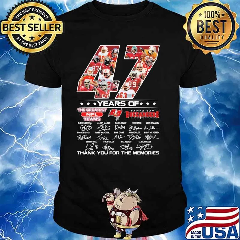 47 Years Of Tampa Bay Buccaneers Thank You For The Memories Signature Shirt
