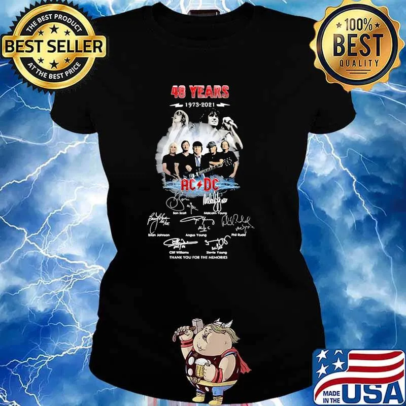 48 Years 1973 2021 Ac Dc Signature Memories Shirt Ladies tee