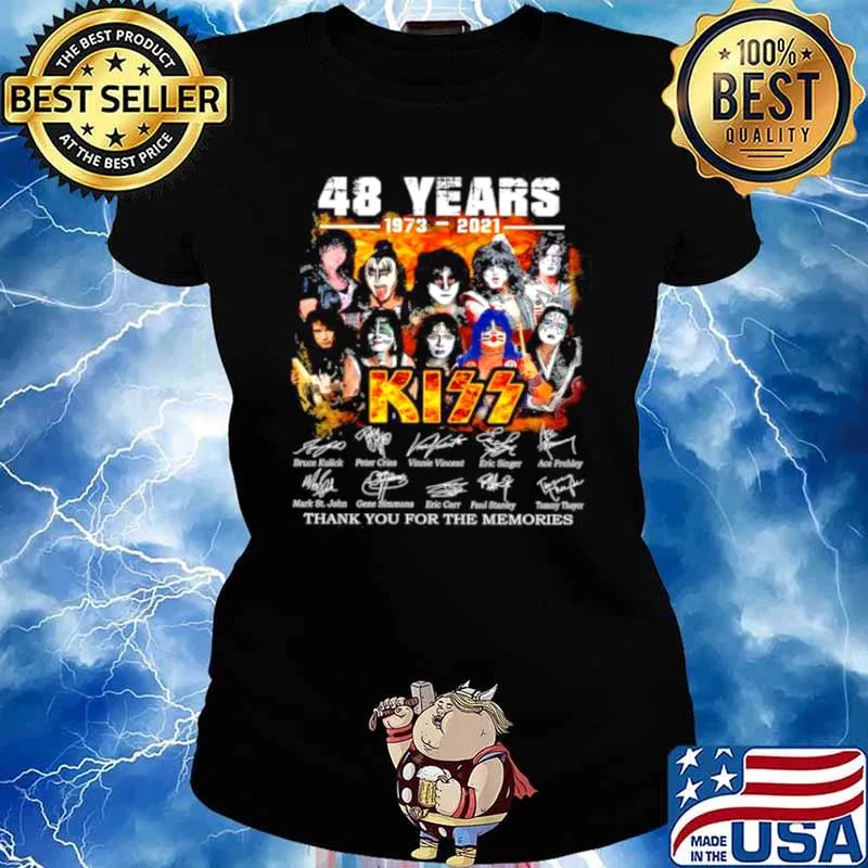 48 Years 1973 2021 Kiss Thank You For The Memories Signatures Shirt Ladies tee