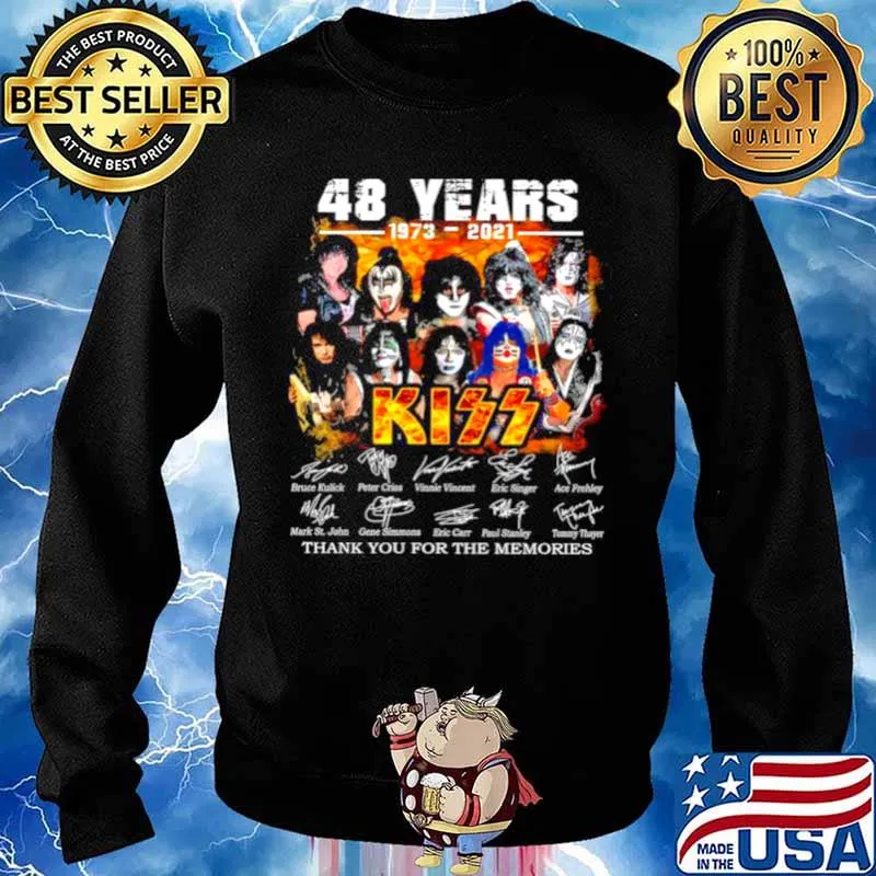 48 Years 1973 2021 Kiss Thank You For The Memories Signatures Shirt Sweater