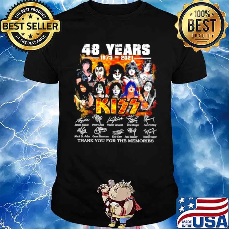 48 Years 1973 2021 Kiss Thank You For The Memories Signatures Shirt