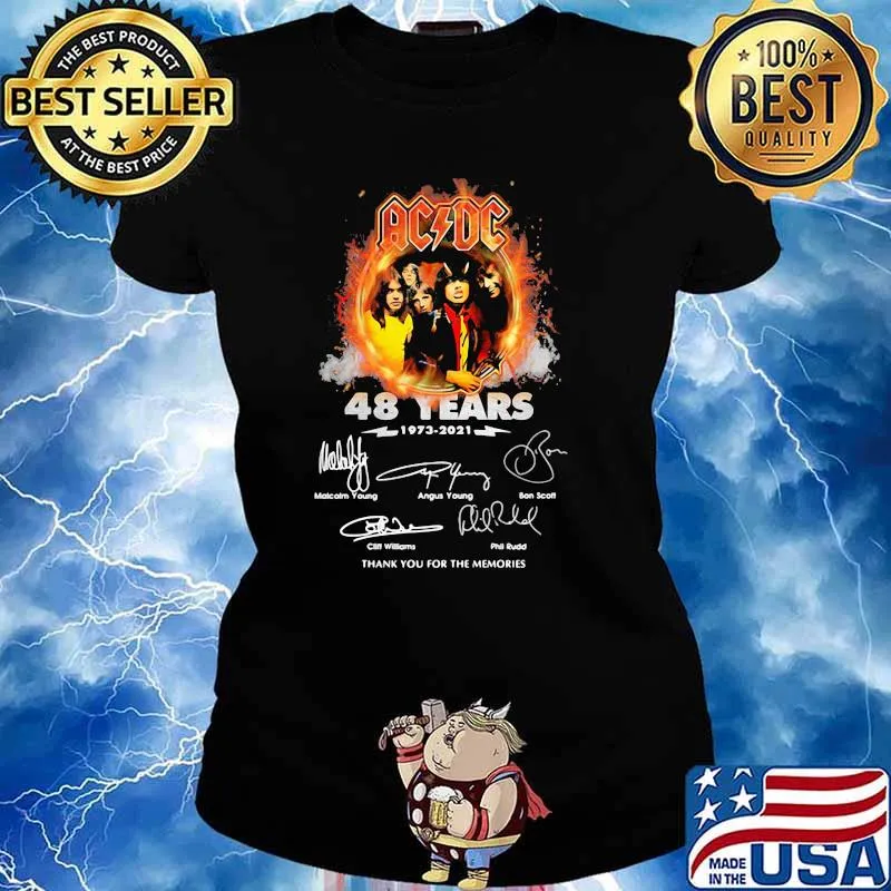 48 Years Of AcDc 1973 2021 Thank You For The Memories Signature Shirt Ladies tee