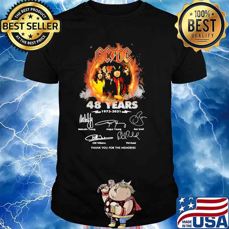 48 Years Of AcDc 1973 2021 Thank You For The Memories Signature Shirt