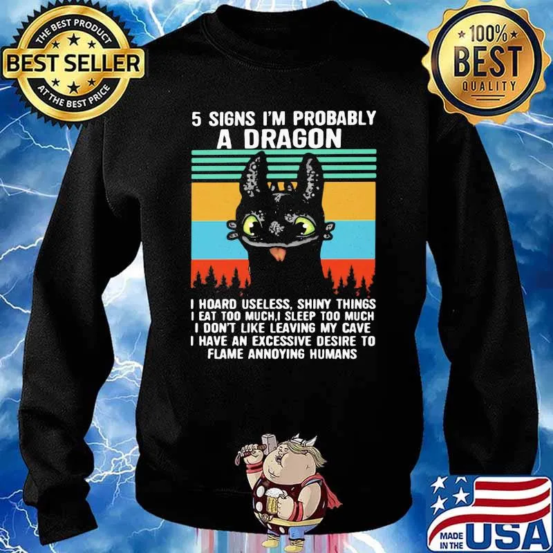 5 Signs I’m Probably A Dragon I Hoard Useless Shiny Things I Don’t Like Leaving My Cave I Have An Excessive Desire To Flame Annoying Humans Vintage Shirt Sweater