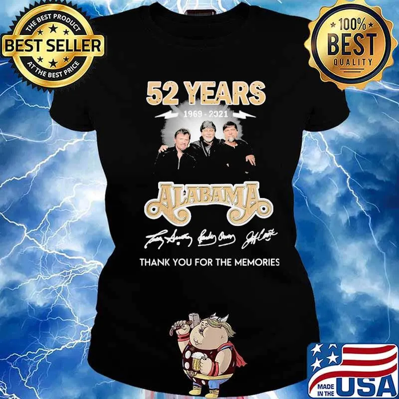 52 Years 1969 2021 Alabama Thank You For The Memories Shirt Ladies tee