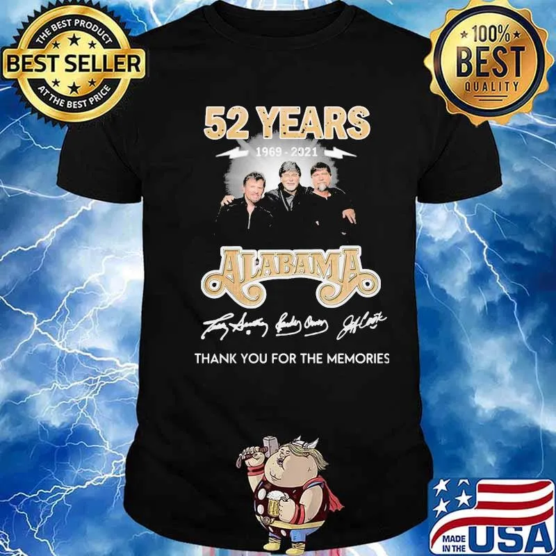 52 Years 1969 2021 Alabama Thank You For The Memories Shirt