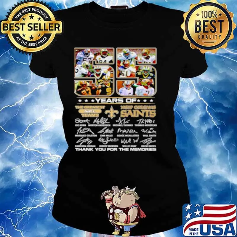 55 Years Of The Greatest Nfl Teams New Orleans Saints Thank You For The Memories Signature Shirt Ladies tee