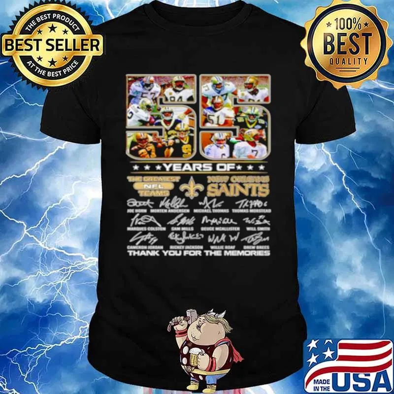 55 Years Of The Greatest Nfl Teams New Orleans Saints Thank You For The Memories Signature Shirt