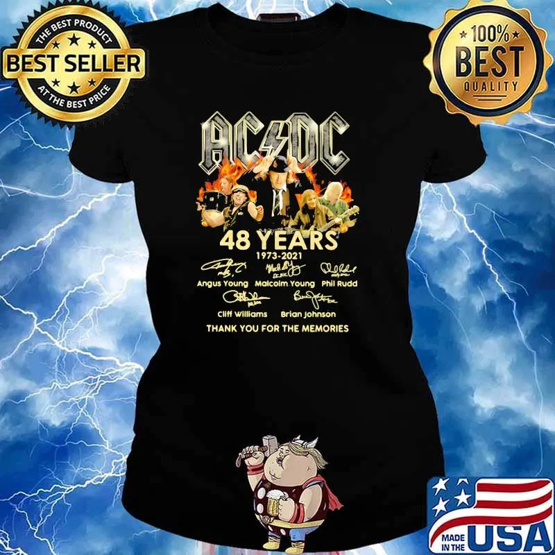 AC Dc 48 years 1973 2021 thank you for the memories signature Ladies tee