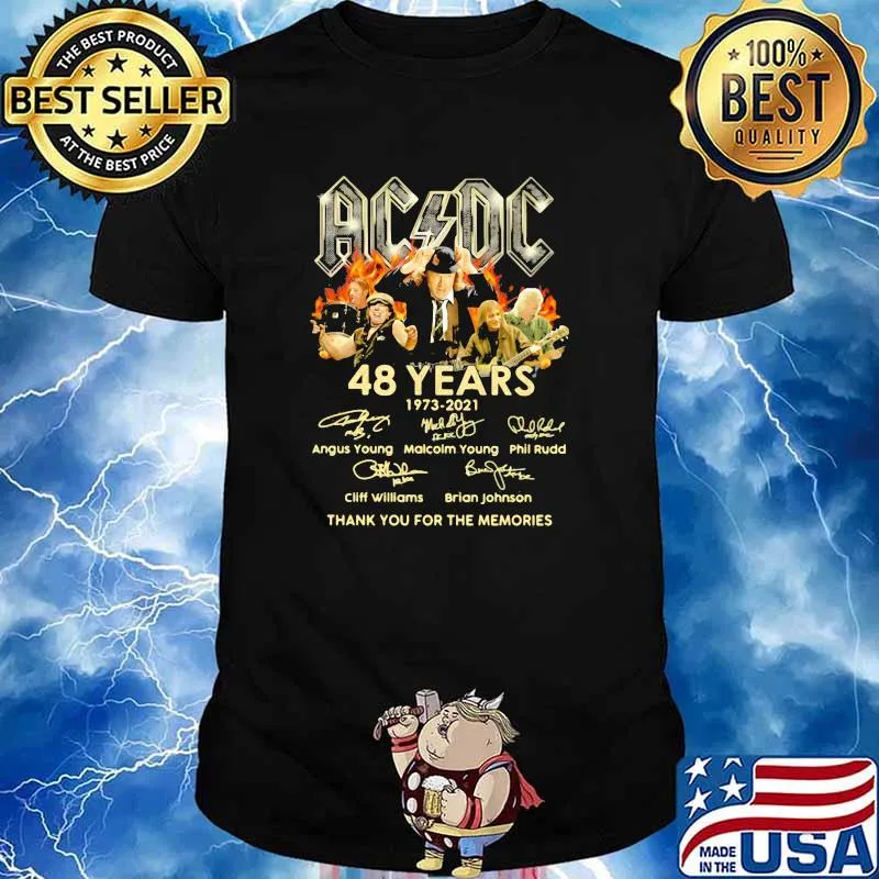 AC Dc 48 years 1973 2021 thank you for the memories signature shirt