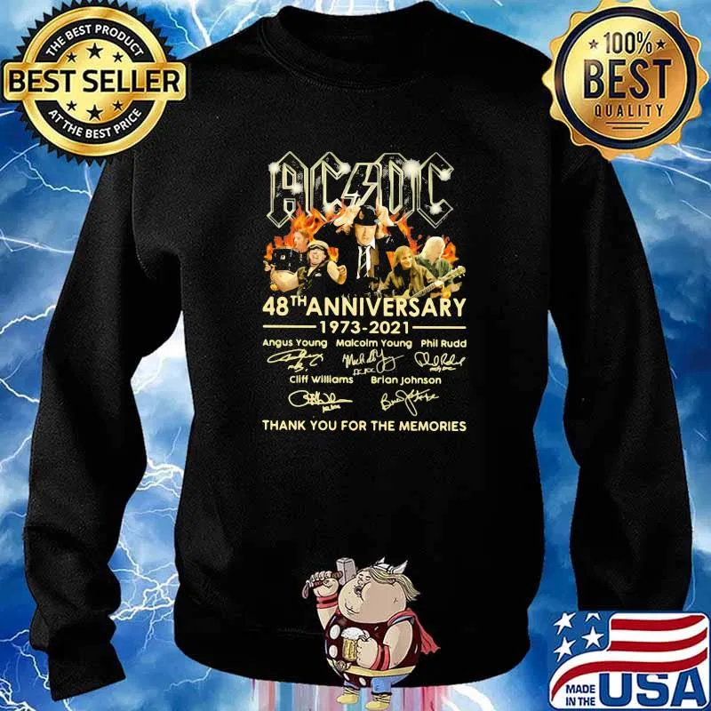 AC DC 48th anniversary 1973 2021 thank you for the memories signature Sweater