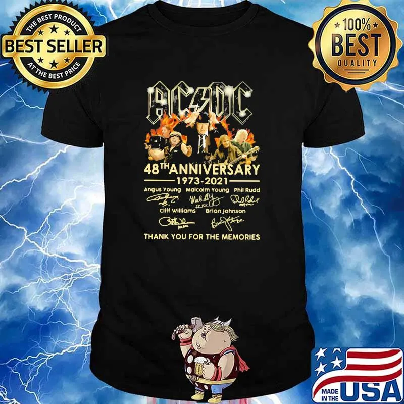 AC DC 48th anniversary 1973 2021 thank you for the memories signature shirt