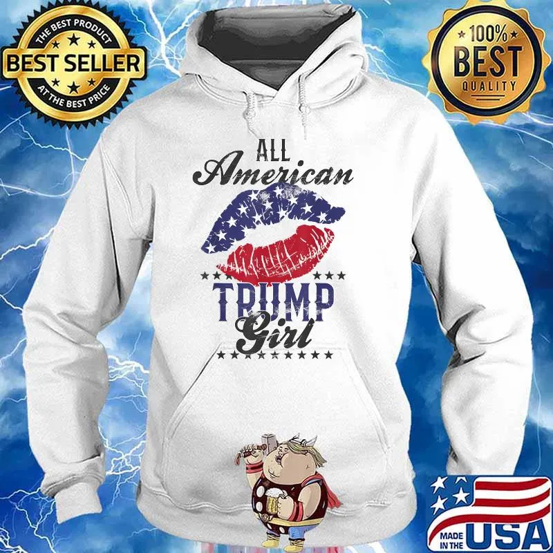 All American Trump Girl Usa Flag Lips Gop Vote 2024 Lip American Flag Shirt Hoodie