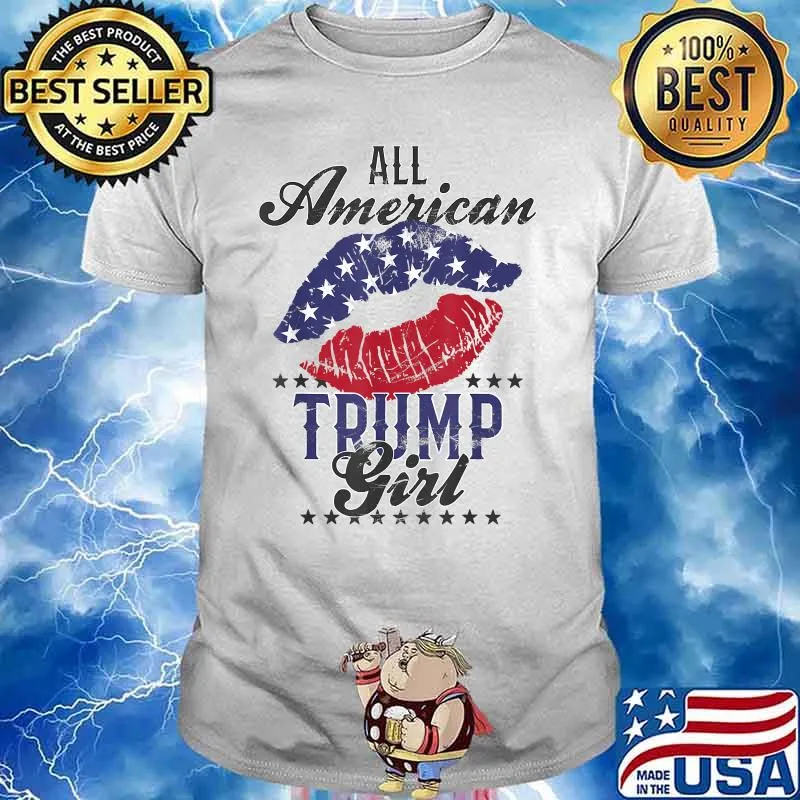 All American Trump Girl Usa Flag Lips Gop Vote 2024 Lip American Flag Shirt