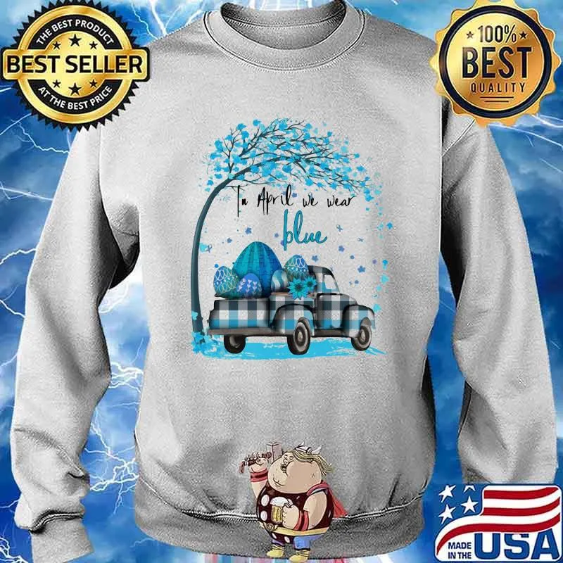 April We Wear Blue Car Shirt Sweater