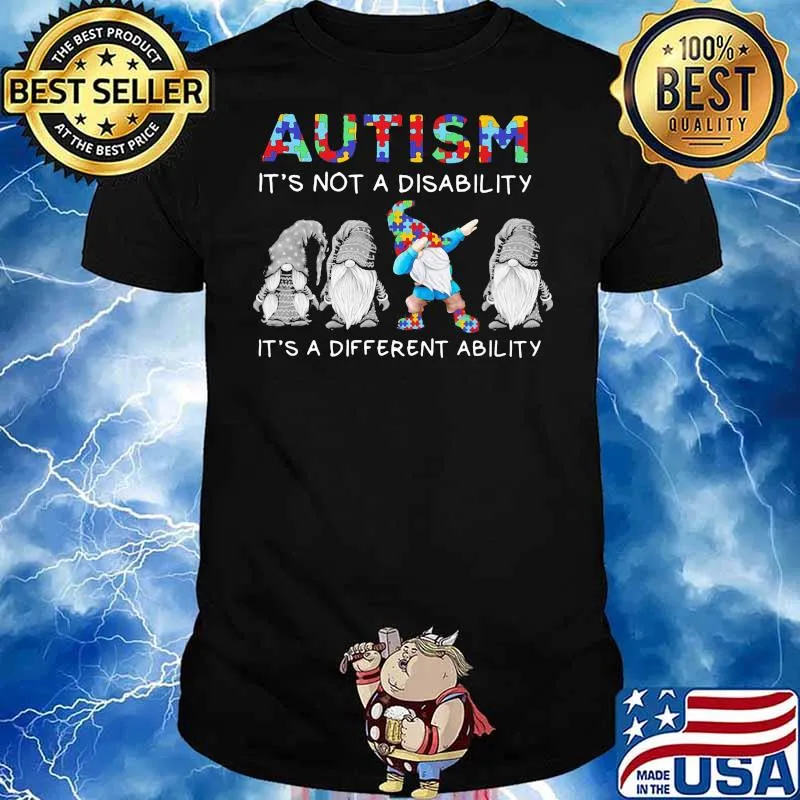 Autism it’s not a disability it’s a different ability gnome dabbing shirt