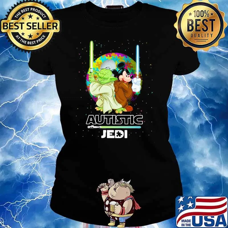 Autistic Jedi Yoda And Mickey Mouse Shirt Ladies tee