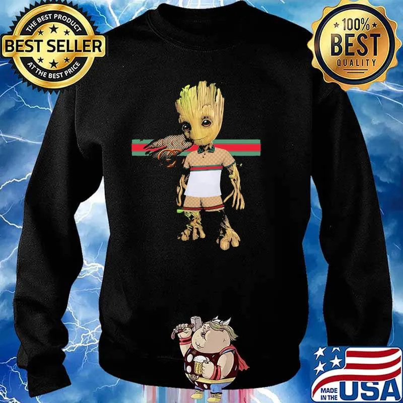 Baby Groot Wear Clothes Of Gucci Shirt Sweater
