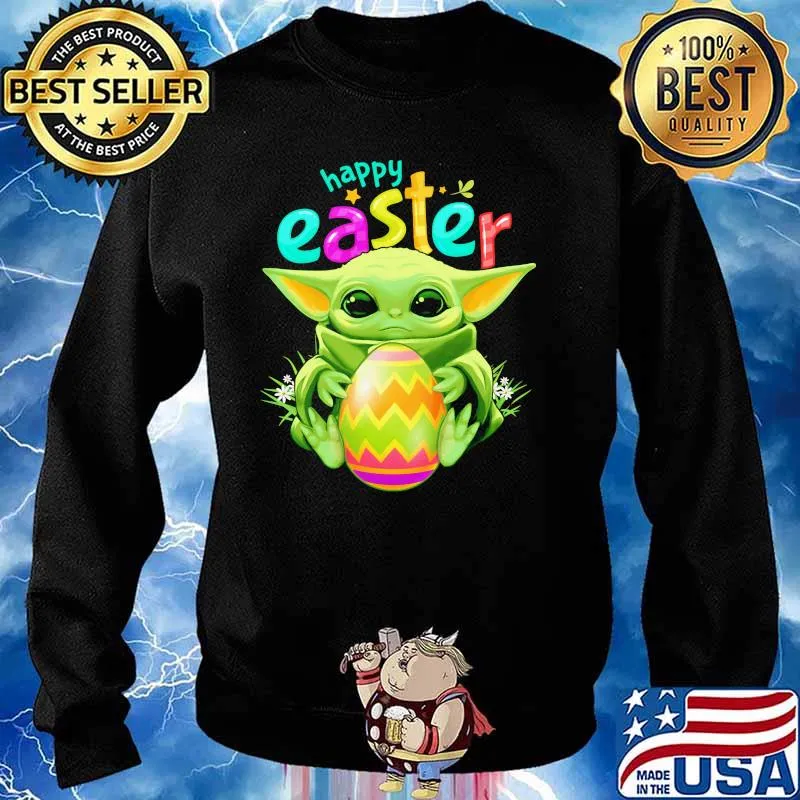 Baby Yoda Hug Egg Happy Easter Day Shirt Sweater