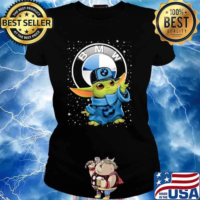 Baby Yoda Wear Hat Bmw Logo So Cool Shirt Ladies tee