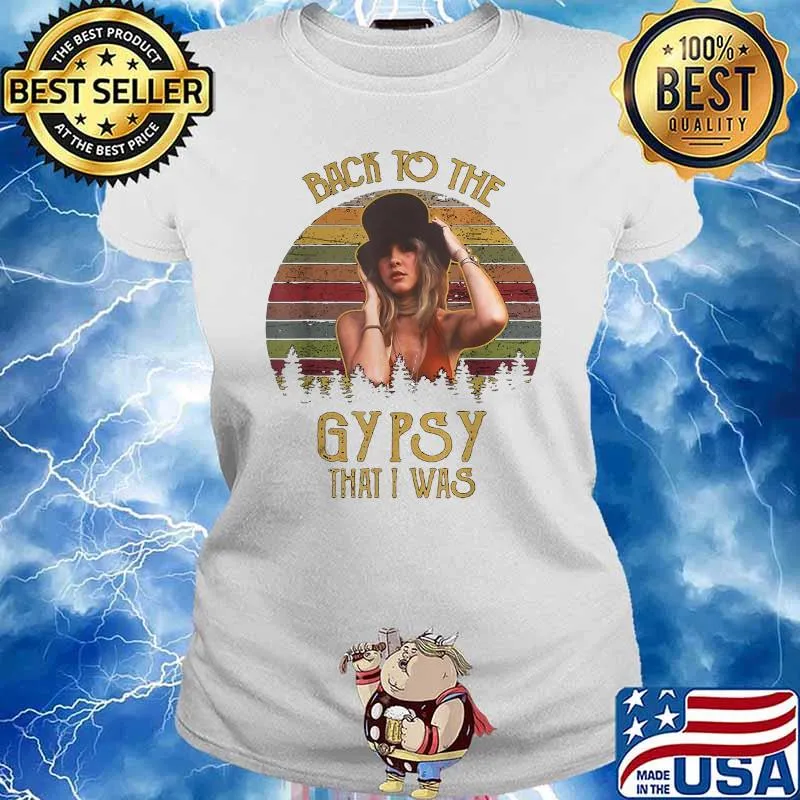 Back To The Gypsy That I Was Stevie Tees Nicks March Rock On Vintage Sunset Shirt Ladies tee