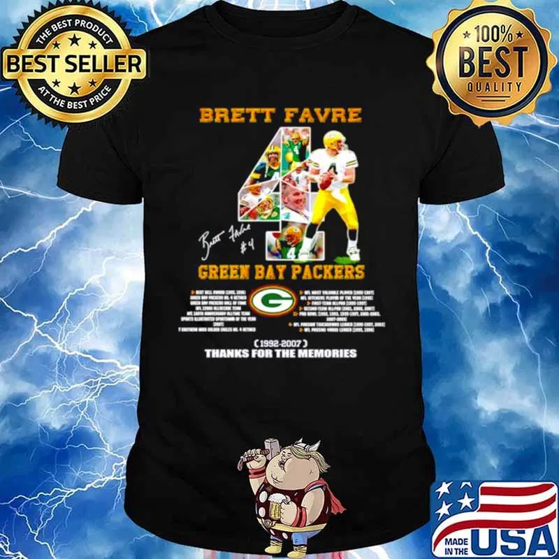 Brett Favre Green Bay Packers 1992 2007 thanks for the memoreis shirt