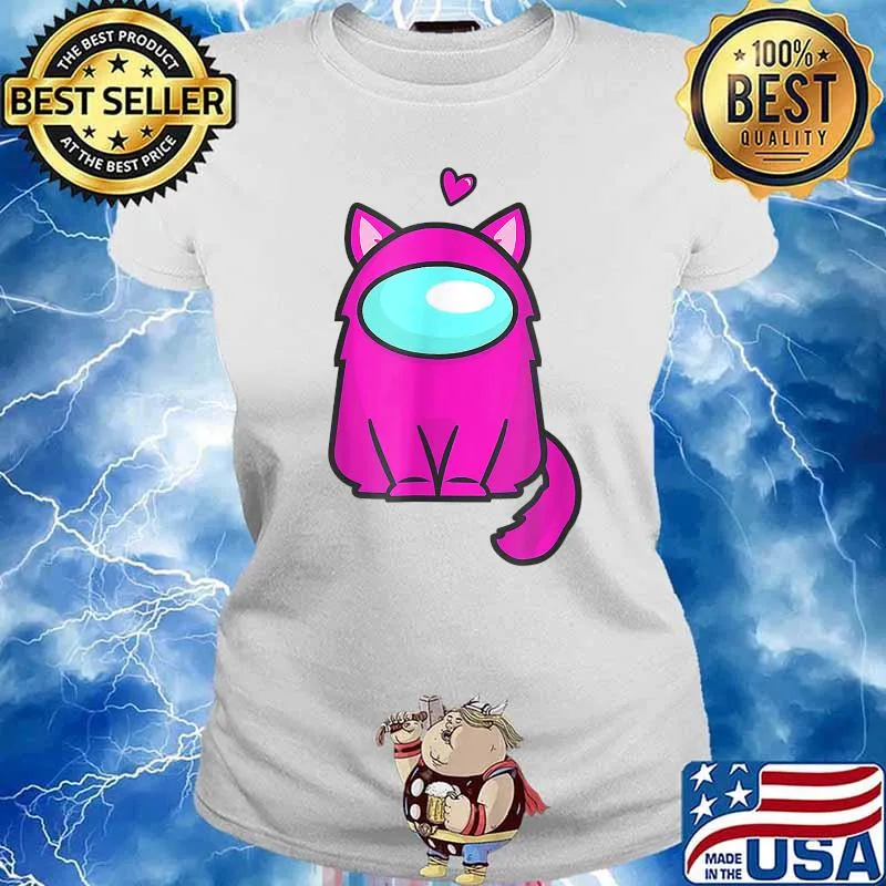 Cute Cat Astronaut A.Mong Me Or Us Nerdy Girl Gamer Shirt Ladies tee