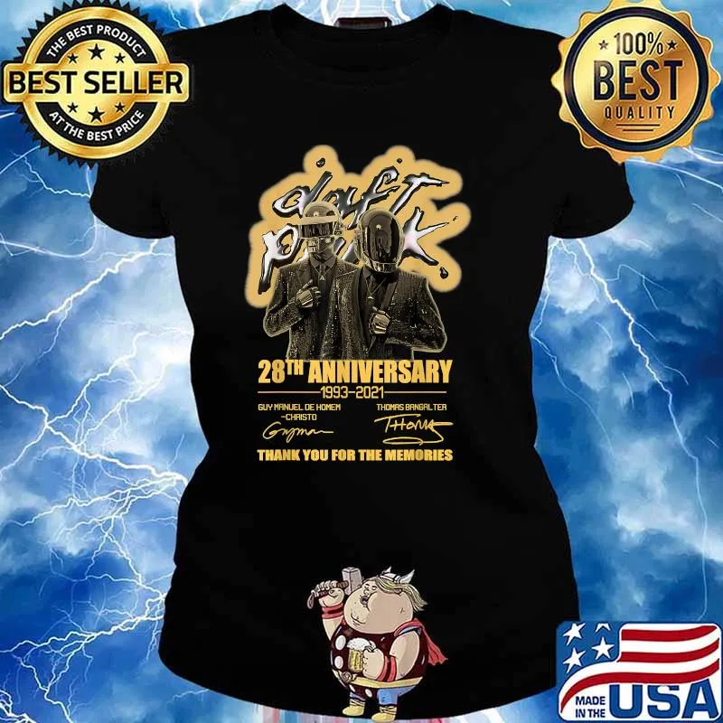Daft Punk 28th Anniversary 1993 2021 Thank You For The Memories Signatures Shirt Ladies tee