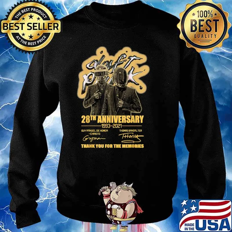 Daft Punk 28th Anniversary 1993 2021 Thank You For The Memories Signatures Shirt Sweater