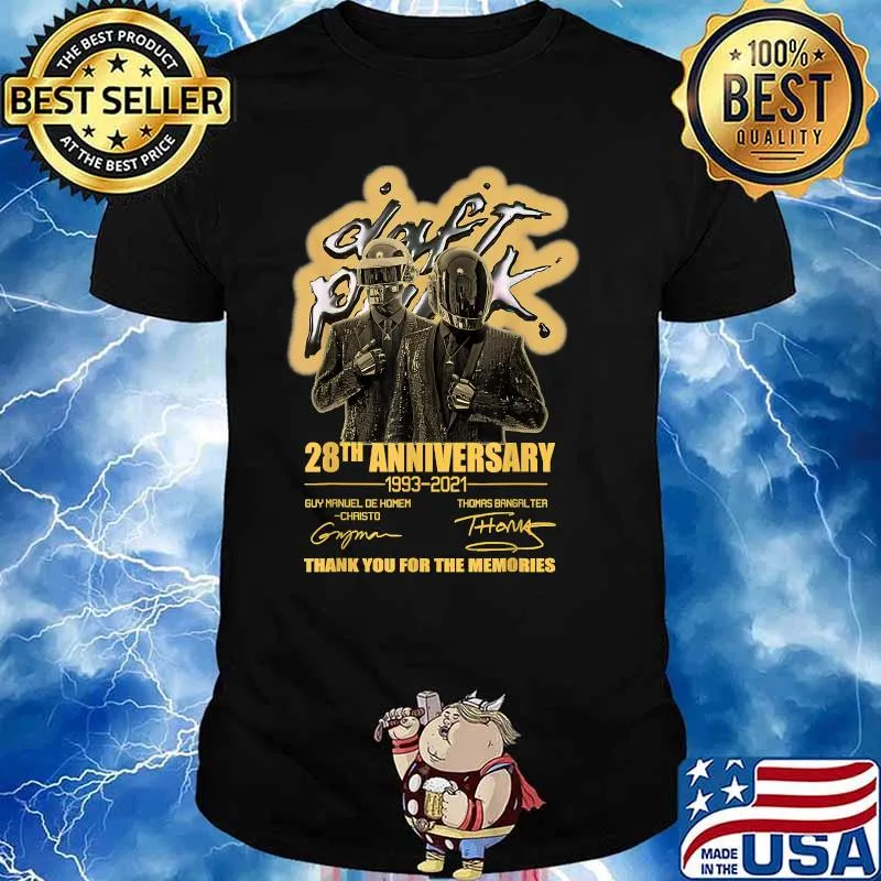 Daft Punk 28th Anniversary 1993 2021 Thank You For The Memories Signatures Shirt