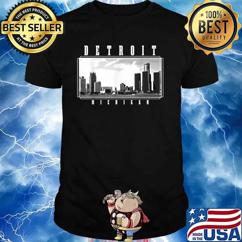 Detroit Skyline Michigan Pride Black Shirt
