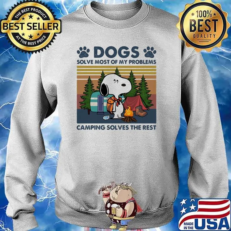 Dogs Solve Most Of My Problems Camping Solves The Rest Snoopy Vintage Shirt Sweater