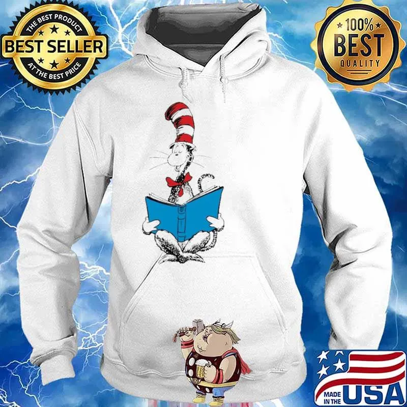 Dr. Seuss Reading Cat Shirt Hoodie
