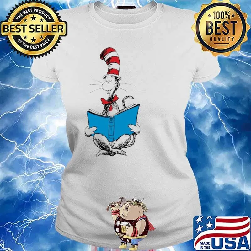 Dr. Seuss Reading Cat Shirt Ladies tee