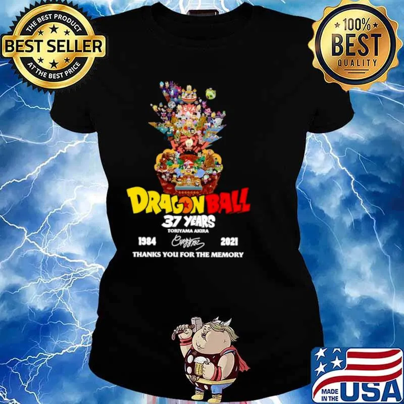 Dragon Ball 37 Years Toriyama Akira 1984 2021 Signature Thanks You For The Memories Ladies tee